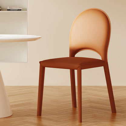 Contemporary Nordic Square Oval Faux Leather Carbon Steel Dining Chair Backrest For Dining Room