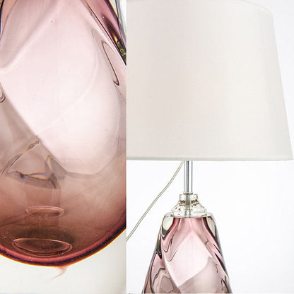 Contemporary Scandinavian Oval Round Table Crystal Fabric 1-Light Table Lamp For Bedroom