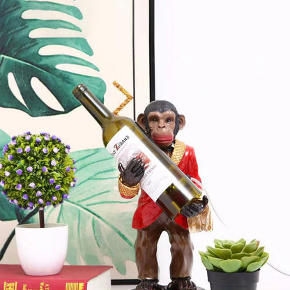 Contemporary Creative Orangutan Wine Bottle Glass Resin 1-Light Table Lamp For Living Room