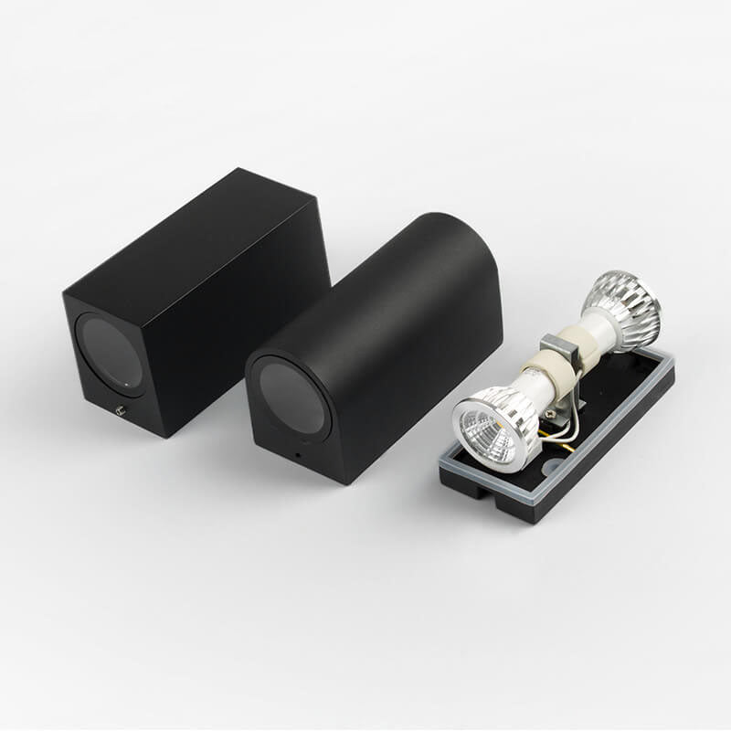 Modern Simple Outdoor Waterproof Aluminum Glass Cylinder 2-Light Wall Sconce Lamp