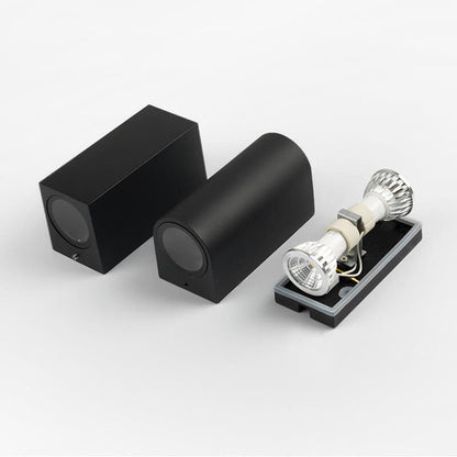 Modern Simple Outdoor Waterproof Aluminum Glass Cylinder 2-Light Wall Sconce Lamp