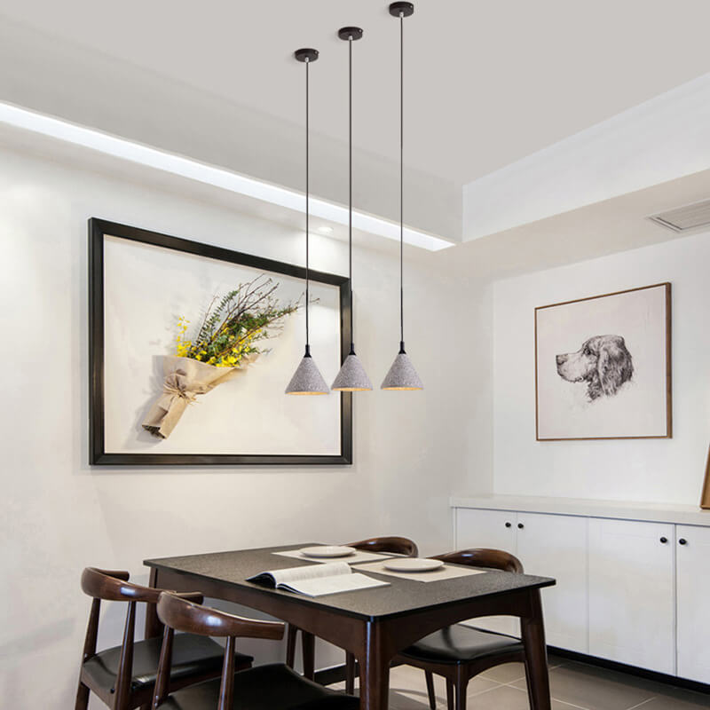 Modern Simplicity Conical Terrazzo 1-Light Pendant Light For Dining Room