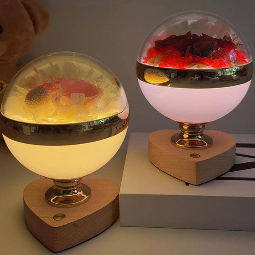 Creative Permanent Flower Night Light Smart Bluetooth Speaker LED Wireless Rechargeable Table Lamp