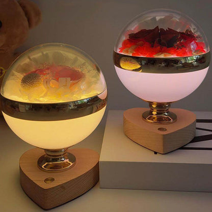 Creative Permanent Flower Night Light Smart Bluetooth Speaker LED Wireless Rechargeable Table Lamp