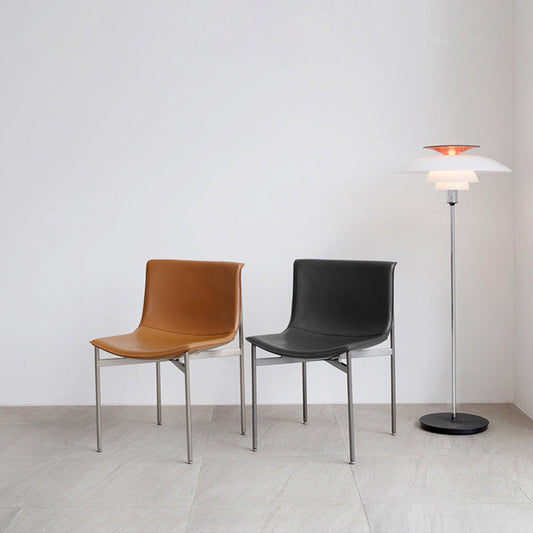 Contemporary Nordic Square Curved Microfiber Leather Stainless Steel Dining Chair Backrest For Dining Room