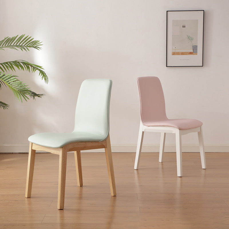 Contemporary Nordic Square Faux Leather Wood Frame Dining Chair Backrest For Dining Room