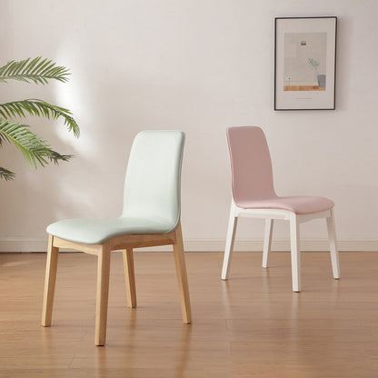 Contemporary Nordic Square Faux Leather Wood Frame Dining Chair Backrest For Dining Room