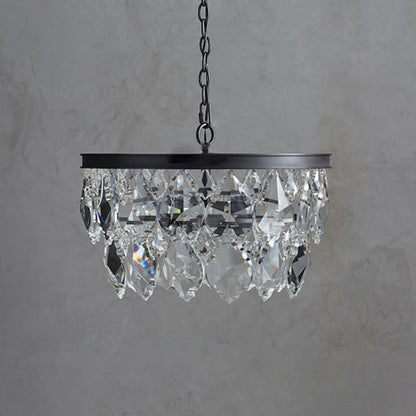 Contemporary Scandinavian Crystal Pendant Round Crystal Iron 4/5/9/12 Light Chandelier For Bedroom