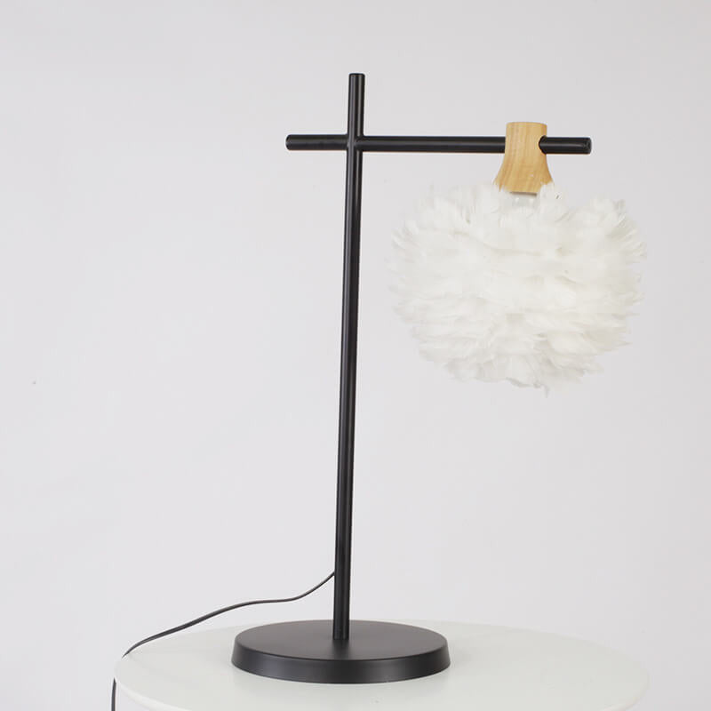 Modern Creative Feather Fishing Rod 1-Light Table Lamp