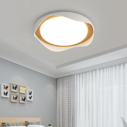 Modern Creative Round Ripple Pure White Iron Acrylic LED Flush Mount Light