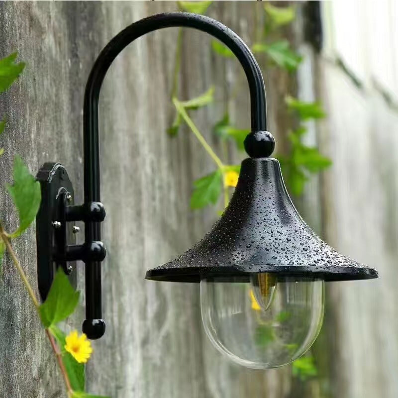 Contemporary Industrial Aluminum Horn Shape 1-Light Wall Sconce Lamp For Outdoor Patio