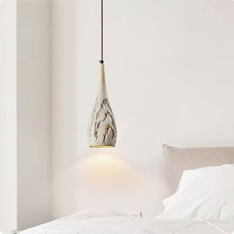 Contemporary Retro Conical High Mixed Clay 1-Light Pendant Light For Bedroom