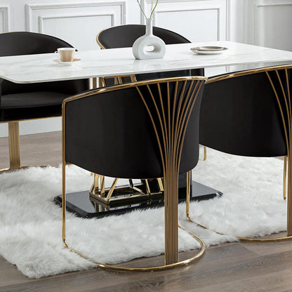 Modern Luxury Half Round Curved Velvet Metal Frame Dining Chair Backrest Armrest For Dining Room