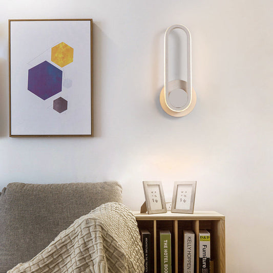 Contemporary Simplicity Iron Oval Ring Rotatable LED Wall Sconce Lamp For Bedroom
