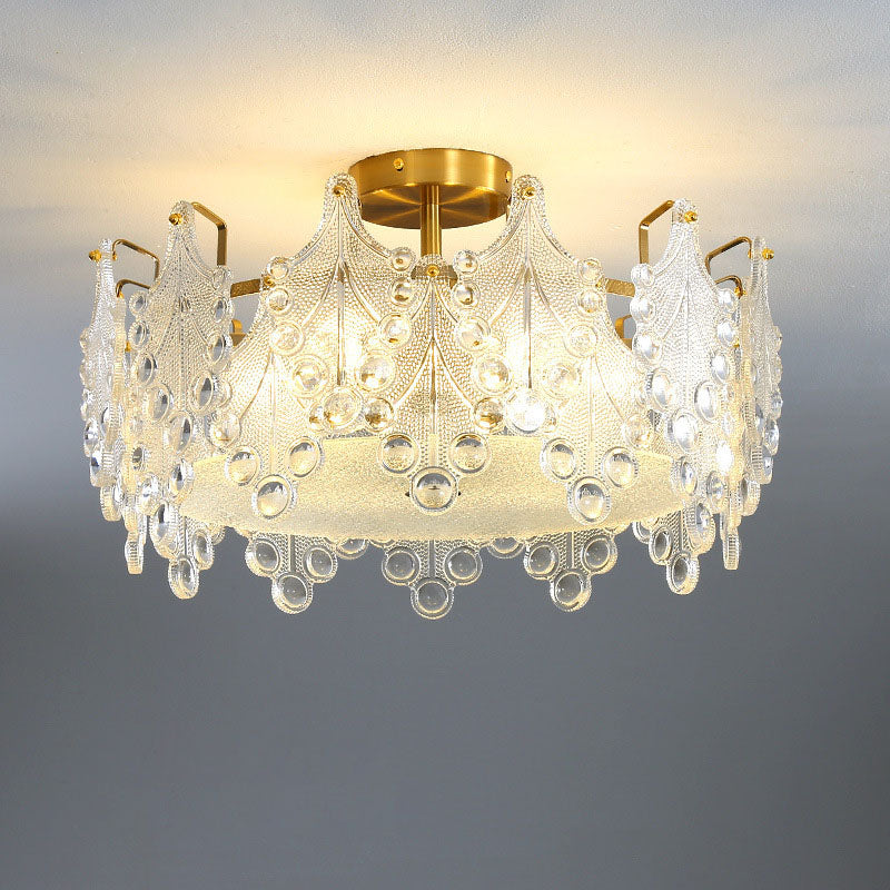 Modern Light Luxury Creative Crystal Cylinder 6-Light Semi-Flush Mount Ceiling Light