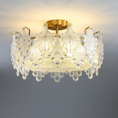 Modern Light Luxury Creative Crystal Cylinder 6-Light Semi-Flush Mount Ceiling Light