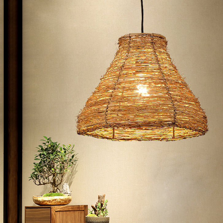 Modern Bamboo Weaving 1-Light Pendant Light