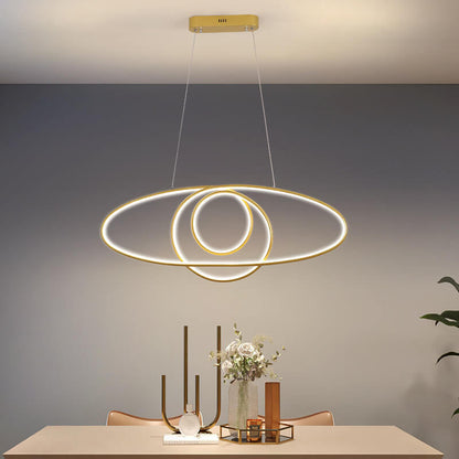 Modern Creative Island Light Round Ring Aluminum Silicone LED Chandelier