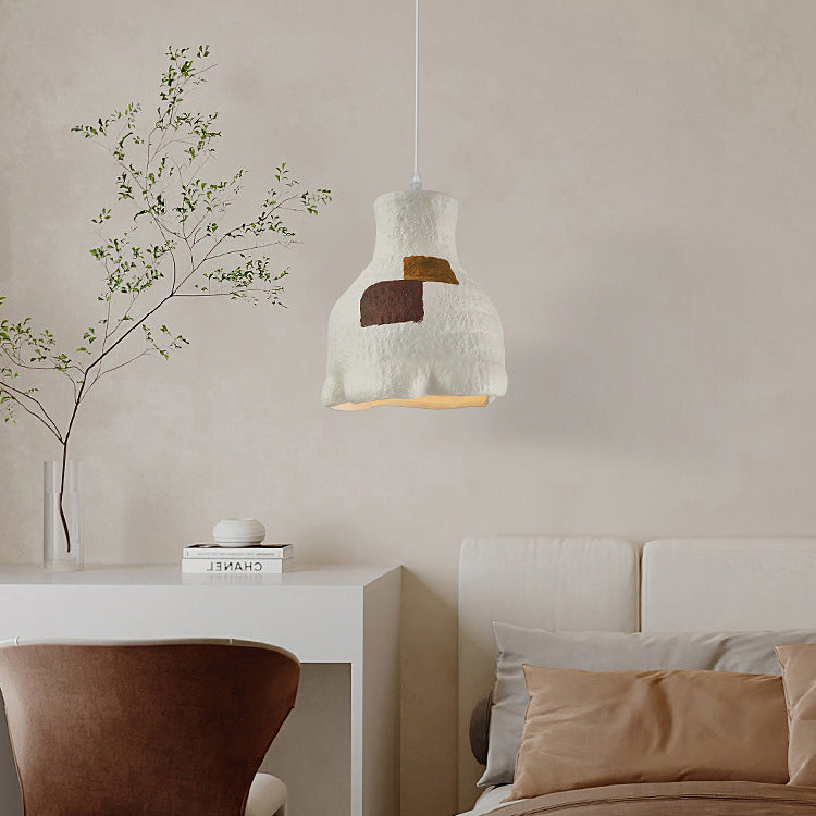 Contemporary Nordic Polystyrene Pudding Moon 1-Light Pendant Light For Dining Room