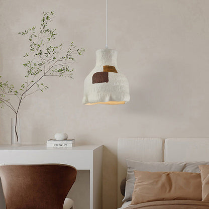 Contemporary Nordic Polystyrene Pudding Moon 1-Light Pendant Light For Dining Room