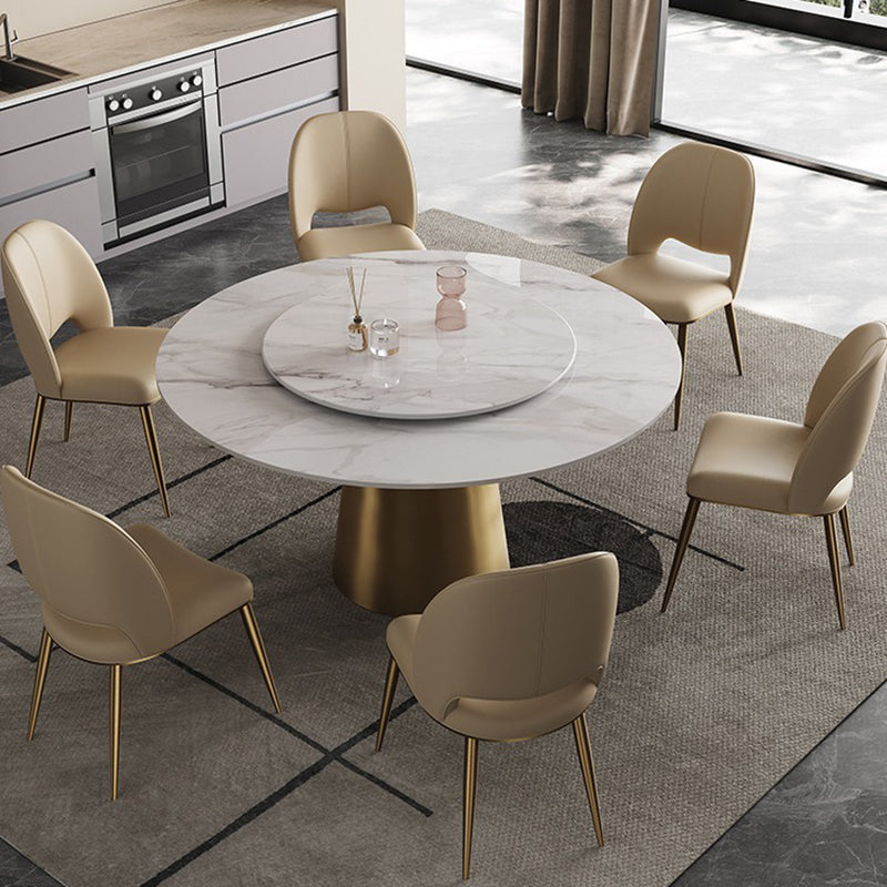 Contemporary Nordic Square Curved Upholstered Microfiber Leather Stainless Steel Dining Chair Backrest For Dining Room