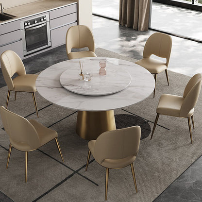 Contemporary Nordic Square Curved Upholstered Microfiber Leather Stainless Steel Dining Chair Backrest For Dining Room