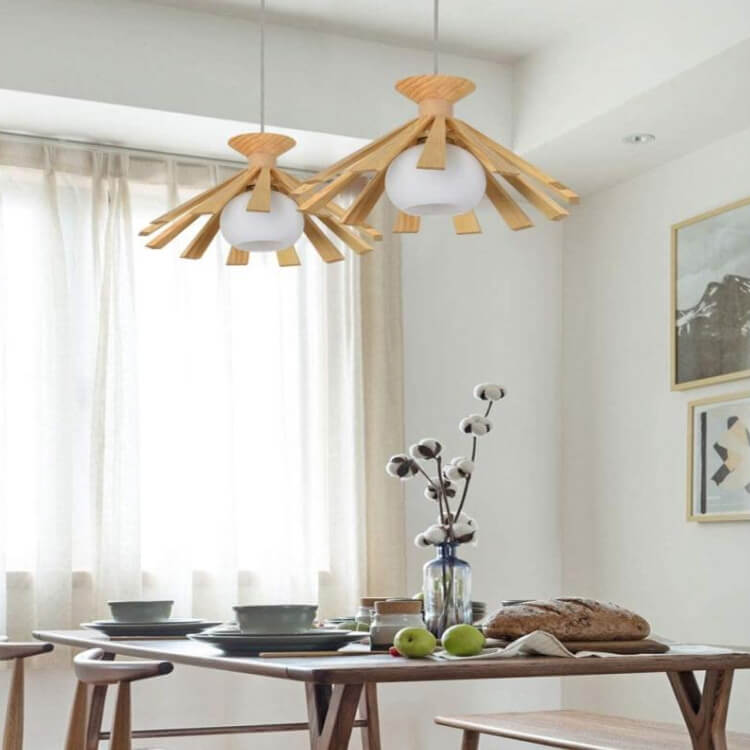 Japanese Art Wooden 1-Light Pendant Light