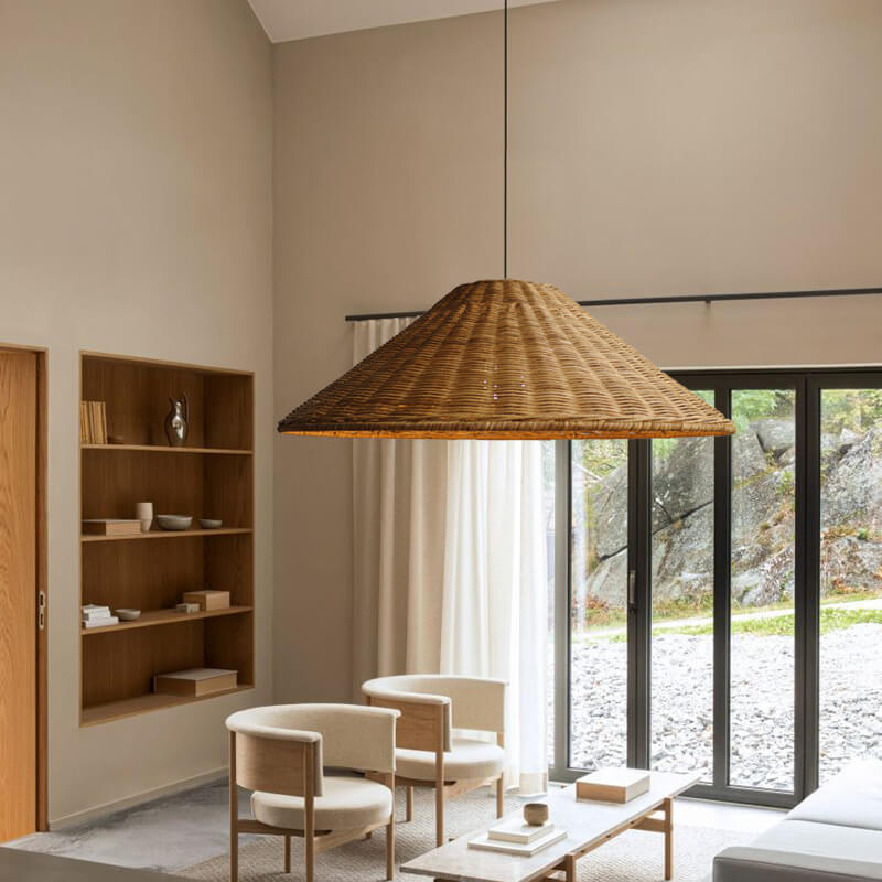 Japanese Vintage Wabi-sabi Rattan Weaving 1-Light Pendant Light