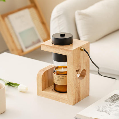 Japanese Creative Iron Cat Whale Hollow Wood Base 1-Light Melting Wax Table Lamp