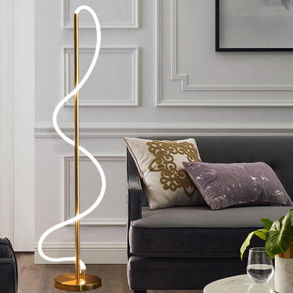 Modern Minimalist Line Iron Silicone LED Standing Floor Lamp For Living Room