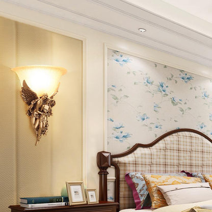 Creative Retro Resin Angels Hugging 1-Light Wall Sconce Lamp