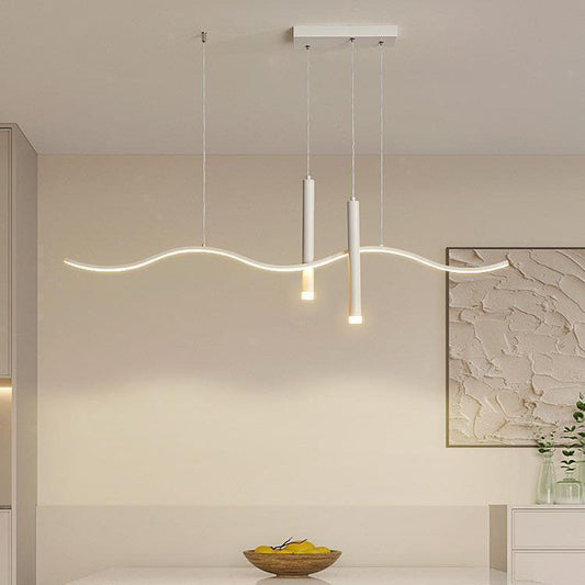ثريا LED ذات خطوط مموجة من الألومنيوم بتصميم هندسي عصري بسيط لغرفة المعيشة