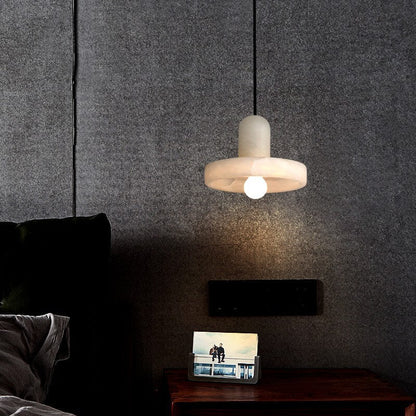 Modern Minimalist Round Disc Marble 1-Light Pendant Light For Bedroom