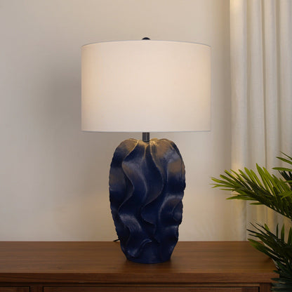 Modern Light Luxury Fabric Blue Color Painting Resin 1-Light Table Lamp