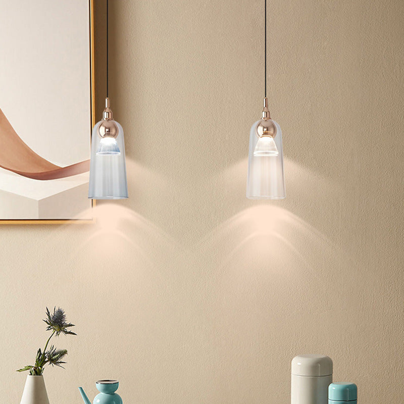 Contemporary Nordic Gradient Acrylic Cup Shade Aluminum LED Pendant Light For Dining Room