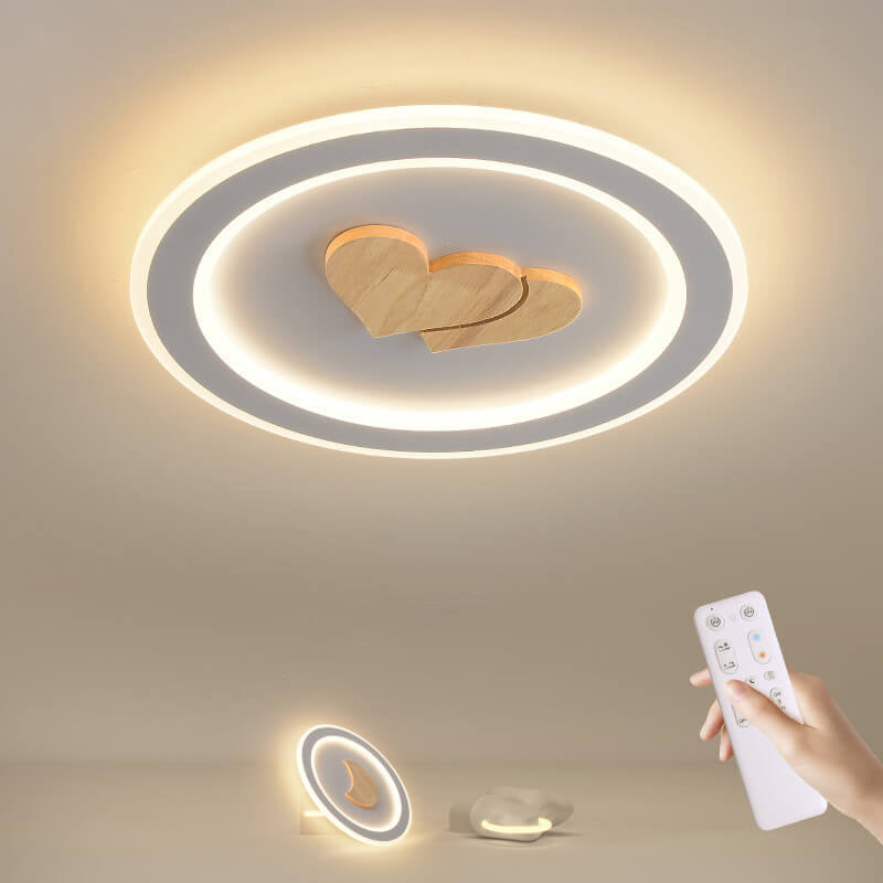 Modern Simple Solid Wood Pattern LED Flush Mount Light