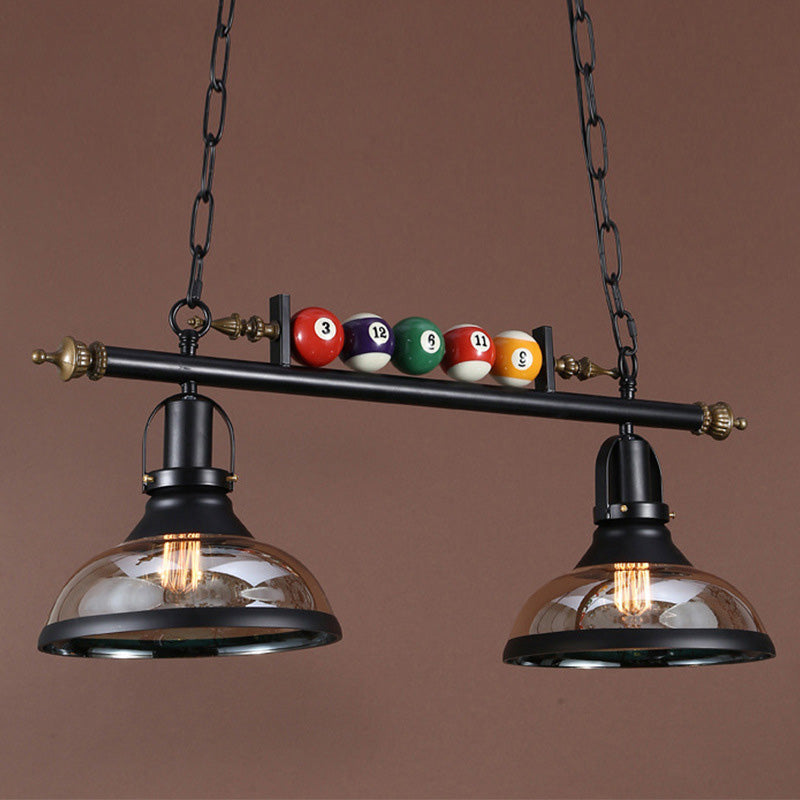 Contemporary Industrial Billiard Round Strip Iron Glass 2/3 Light Island Light Chandelier For Dining Room