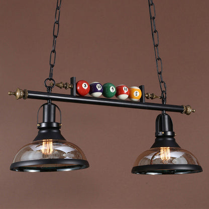 Contemporary Industrial Billiard Round Strip Iron Glass 2/3 Light Island Light Chandelier For Dining Room