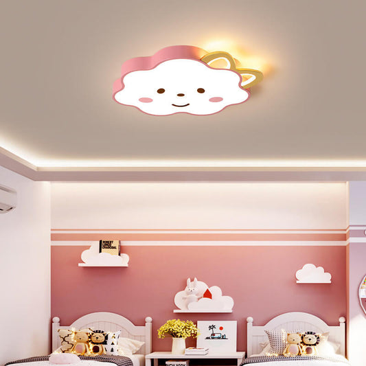 Cartoon Creative Clouds Cat LED Kids Flush Mount Ceiling Light
