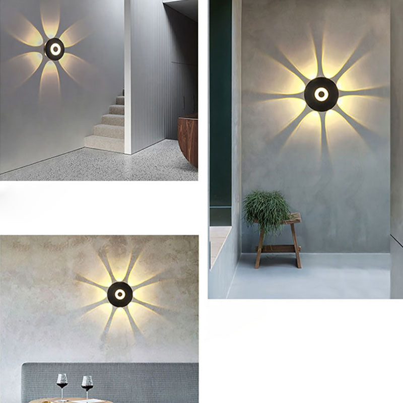 مصباح حائط LED دائري من الألومنيوم بتصميم إسكندنافي معاصر للفناء الخارجي 