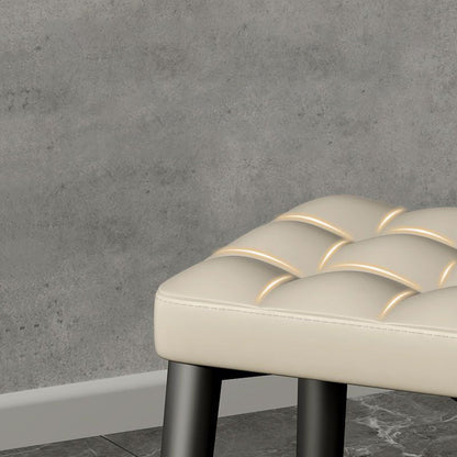 Modern Simplicity Square Fabric Faux Leather Upholstered Vanity Stool Low Back For Bedroom
