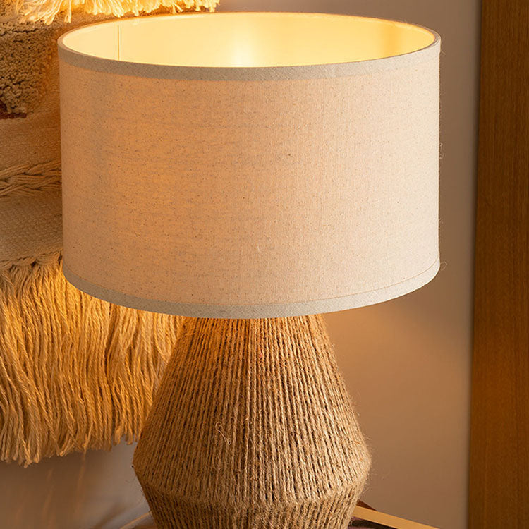 Japanese Vintage Hemp Rope Weaving Base Fabric 1-Light Table Lamp