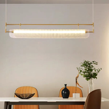Modern Luxury Acrylic Iron Long Strip LED Island Light Pendant Light For Dining Room