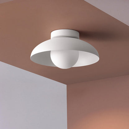Japanese Wabi-sabi Iron Glass 1-Light Semi-Flush Mount Light