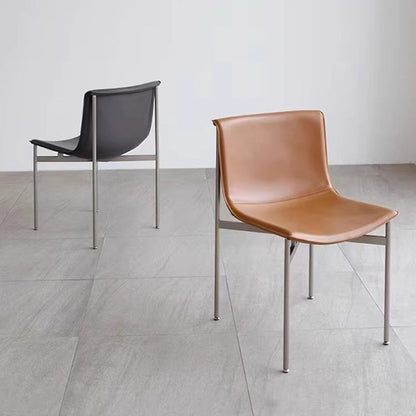 Modern Minimalist Square Cushion Microfiber Leather Stainless Steel High Resilience Sponge Dining Chair Backrest For Dining Room