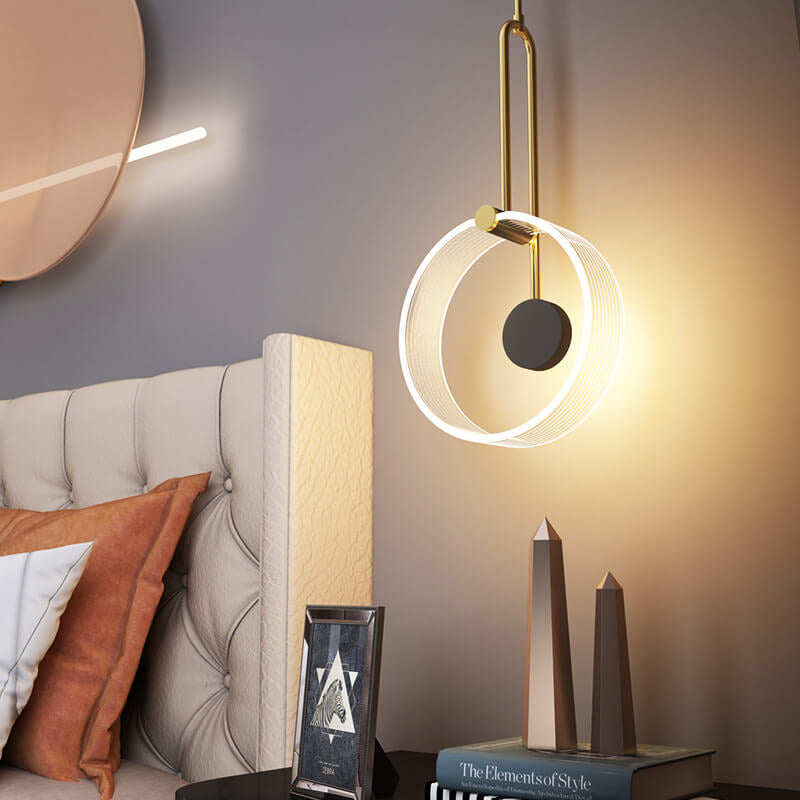 مصباح معلق LED طويل الخط بتصميم حلقة إبداعية فاخرة من Nordic Light 