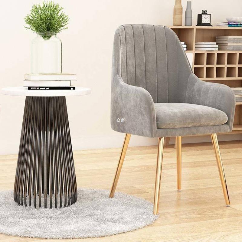 Contemporary Scandinavian Velvet PU Leather Sponge Emulsion Metal Square Vanity Stool Backrest Armrest For Bedroom