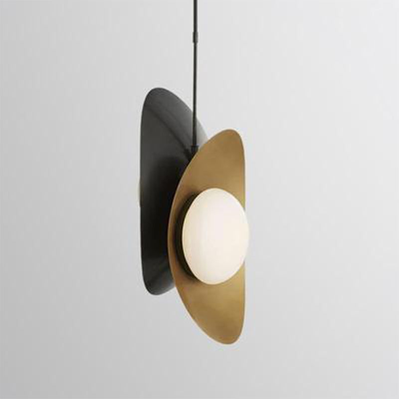 Contemporary Scandinavian Iron Glass Mock Ingot Ball 1-Light Pendant Light For Dining Room