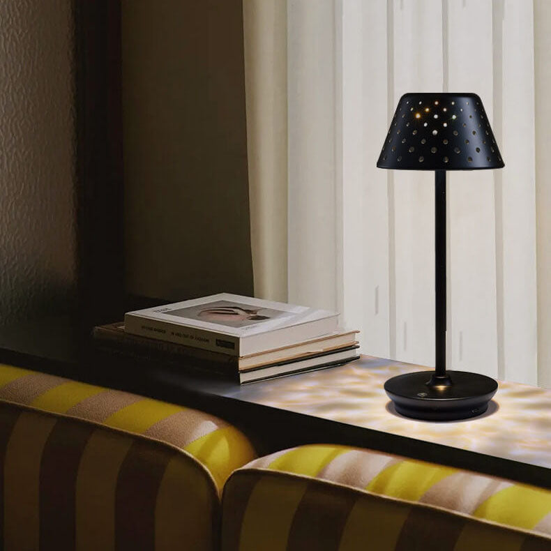 Modern Minimalist Perforated Wrought Iron USB Power-on LED Table Lamp