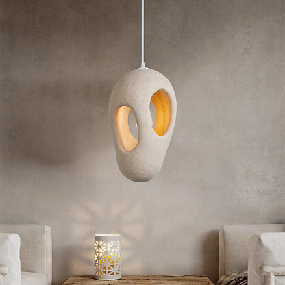 Japanese Wabi-sabi Resin Geometric Circle 1-Light Pendant Light